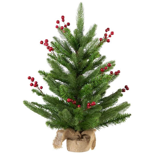 24" Unlit Real Touch™ Sarasota Pine Mini Artificial Christmas Tree in Burlap Base By Northlight in Green | Michaels®